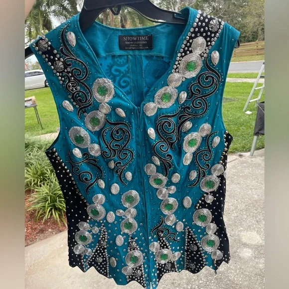 Showtime Blue Western Horse Show Outfit with Black Undershirt Size S/M